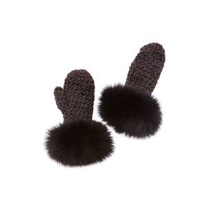 Surell Accessories Fleece-Lined Knit Mittens, Black